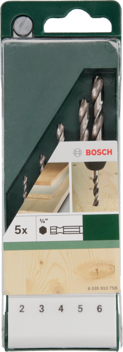Image du produit Bosch Zubehör Jeu de 5 mèches à bois à queue six pans 2,0 3,0 4,0 5,0 6,0 mm (2 mm, 3 mm, 4 mm, 5 mm, 6 mm)