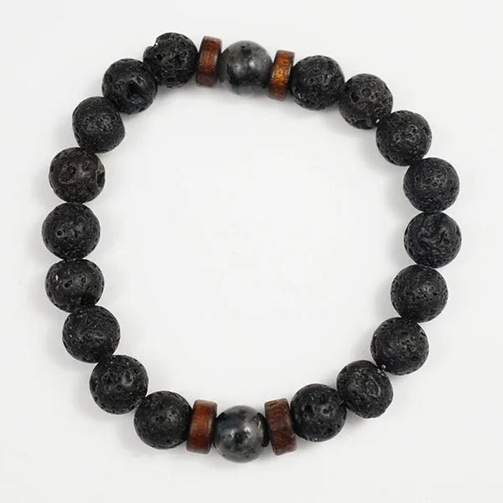 Immagine prodotto Cbx Bracciale elastico con perline Lava Rock (0.80 cm, Malachite, Pietra lavica)