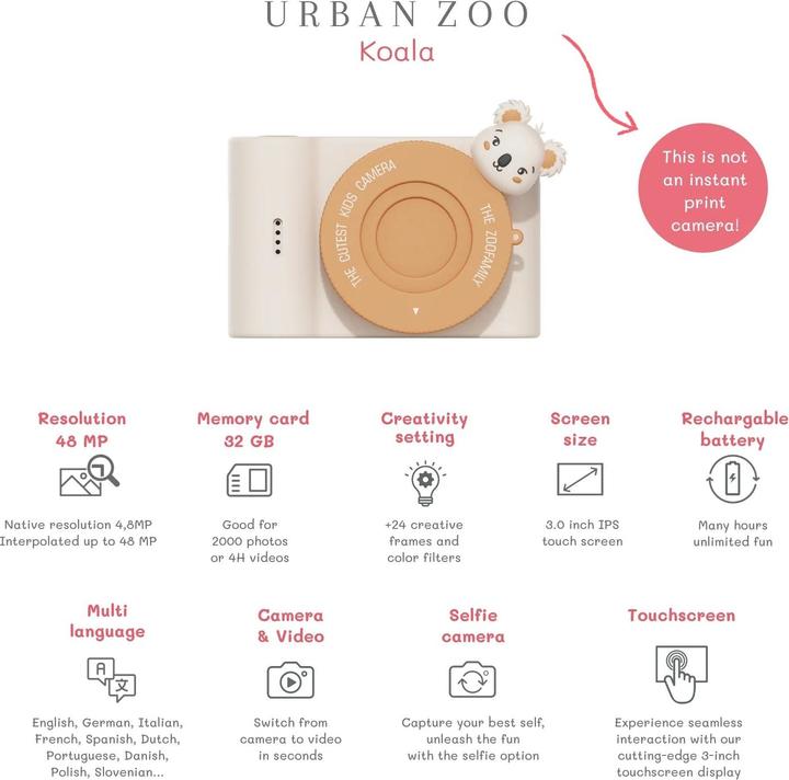 Actual product image The Zoofamily Kinder Kamera C5 Urban Zoo Koala