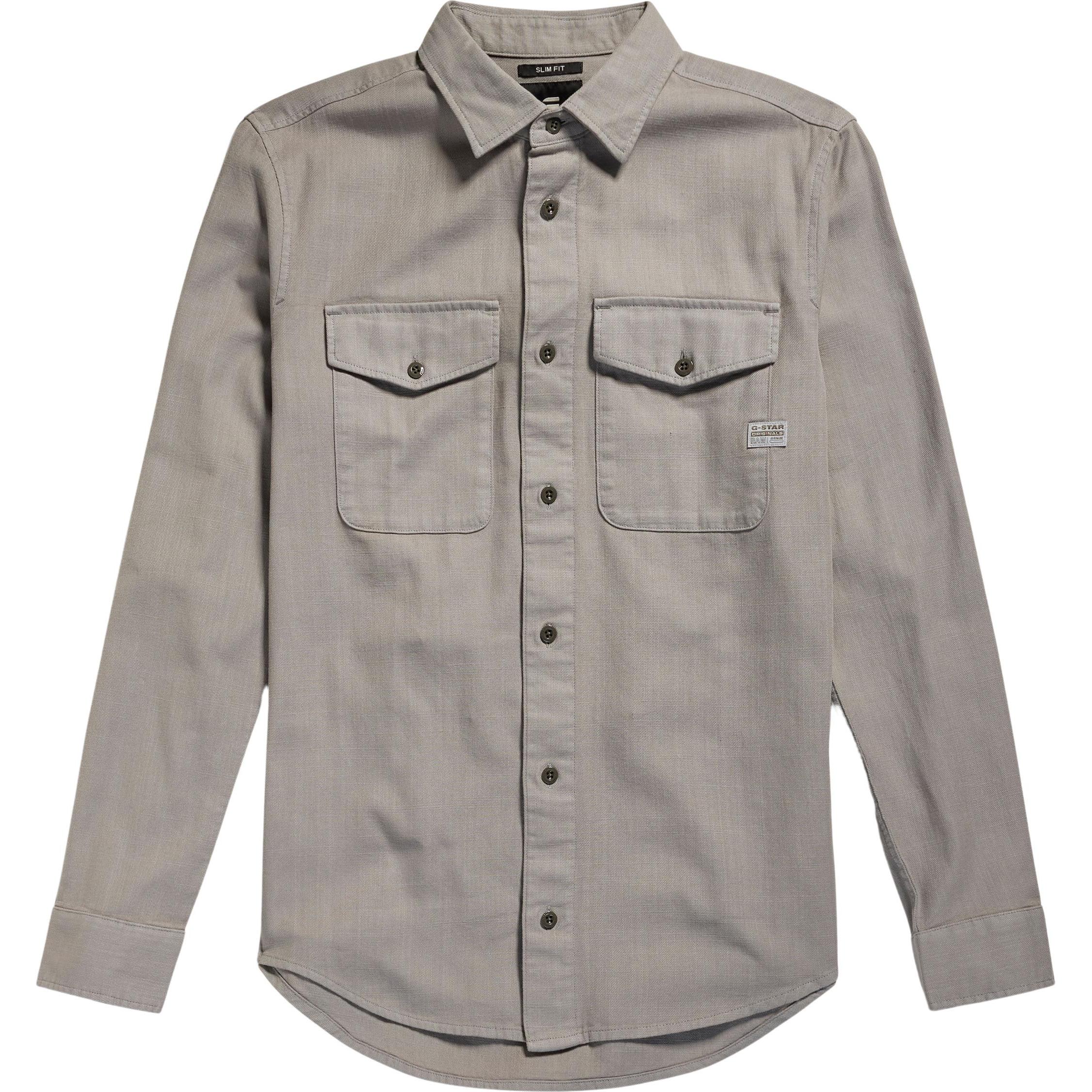 G-Star, Herren, Hemd, chmal gechnittene überhemd g-tar, Grau, (S)