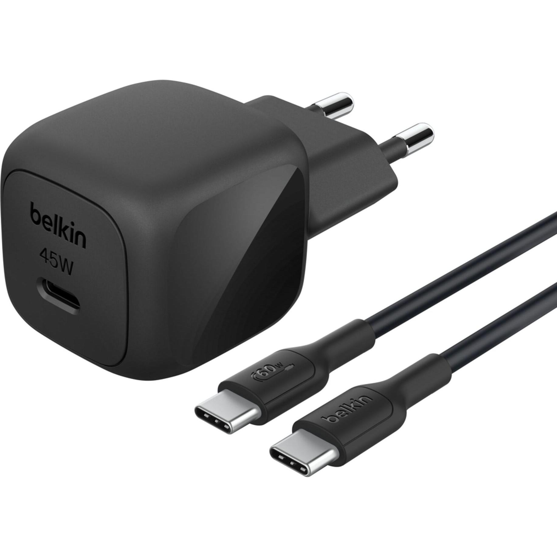 Belkin BoostCharge 45 W USB-C con PD, cavo USB-C incluso (45 W), Caricatore USB, Nero