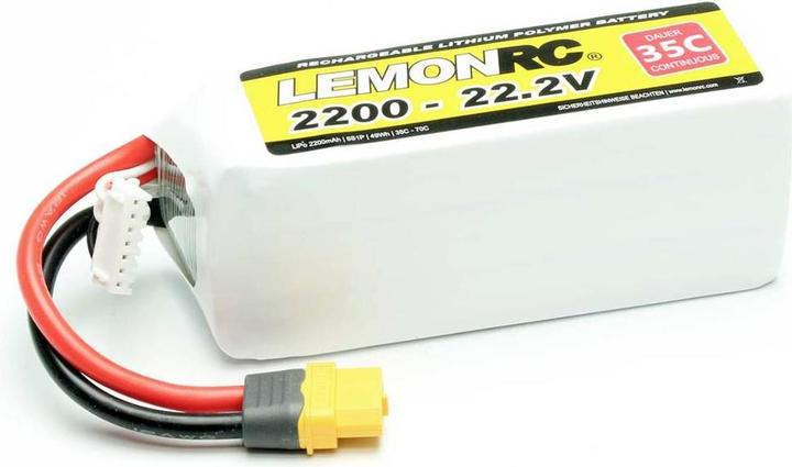 LemonRC Modellbau-Akkupack LiPo 22.2 V 2200 mAh Zellen-Zahl 6 35 C Softcase (22.20 V, 2200 mAh)