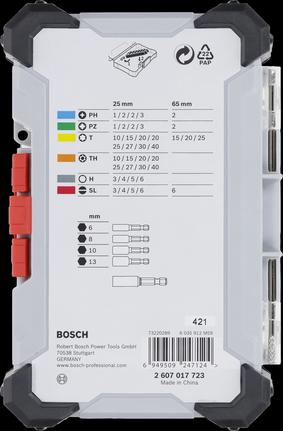 Produktbild Bosch Professional Bit Set Extra Hard (PH1 / PH2 / PH3 / PZ1 / PZ2 / PZ3 / HEX3 / HEX4 / HEX5 / HEX6 / T10 / T15 / T20 / T25 / T27 / T30 / T40 / SL3 / SL4 / SL5 / SL6 / TH10 / TH15 / TH20 / TH25 / TH27 / TH30 / TH40)