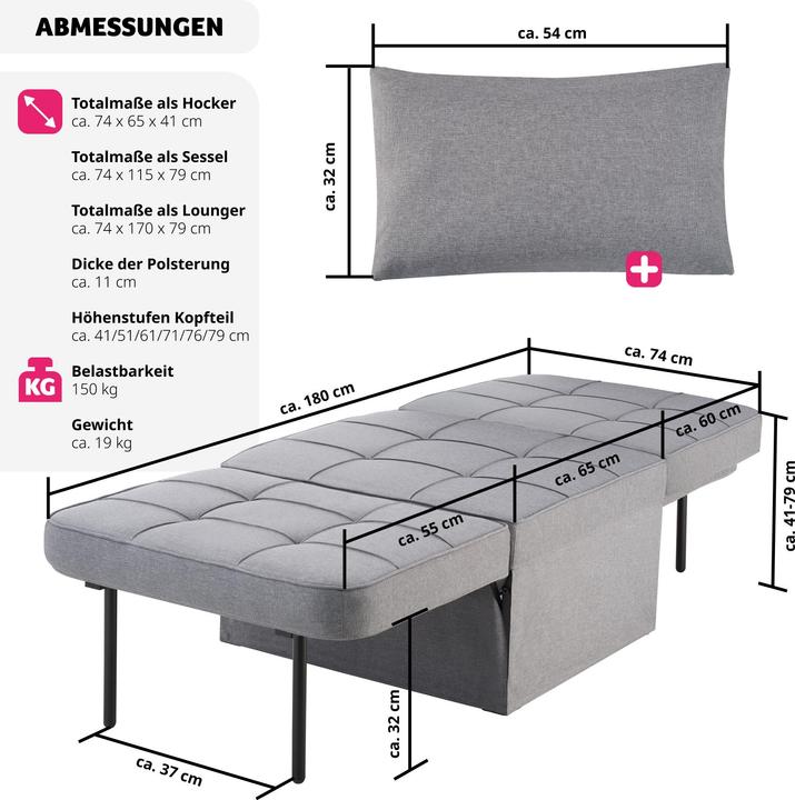 Produktbild tectake Schlafhocker Ponto