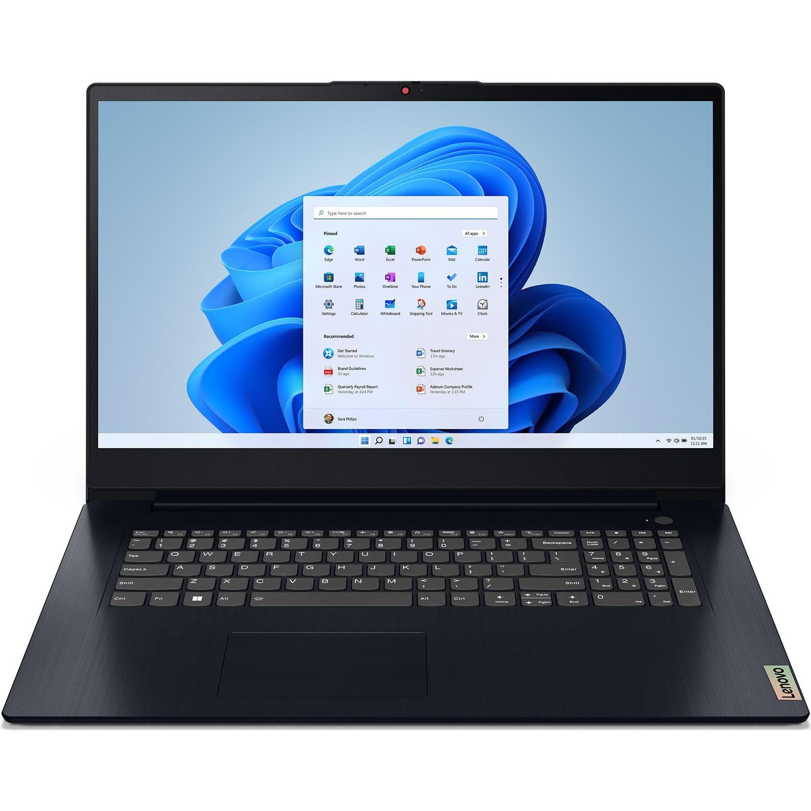 Lenovo IdeaPad 3 (17.30", Intel Pentium Gold 8505, 8 GB, 512 GB, DE), Notebook, Blau