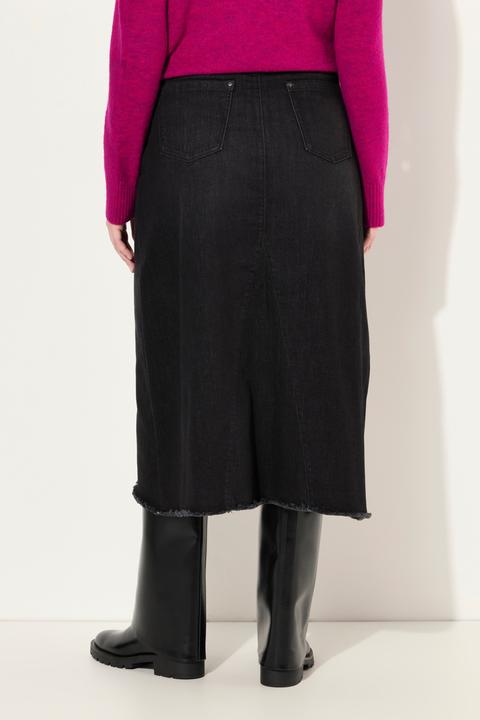 Produktbild Ulla Popken Jeansrock, Saumschlitz, A-Linie, Fransensaum (54)