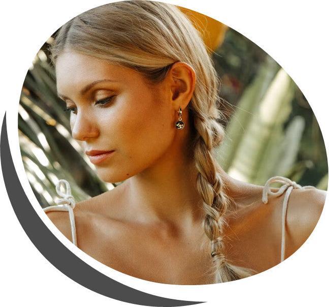 Produktbild C. Jungle Ohrringe Creolen Ava3 Handgemacht Sterling Silber mit 14 Karat Gold plattiert Ultra hochfe (Silber, Ultrahochfester-Beton, 14 Karat Gold plattiert)