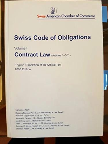 Immagine prodotto Swiss Code of Obligations I, Contract Law (Articles 1-551) (Inglese, 2011)