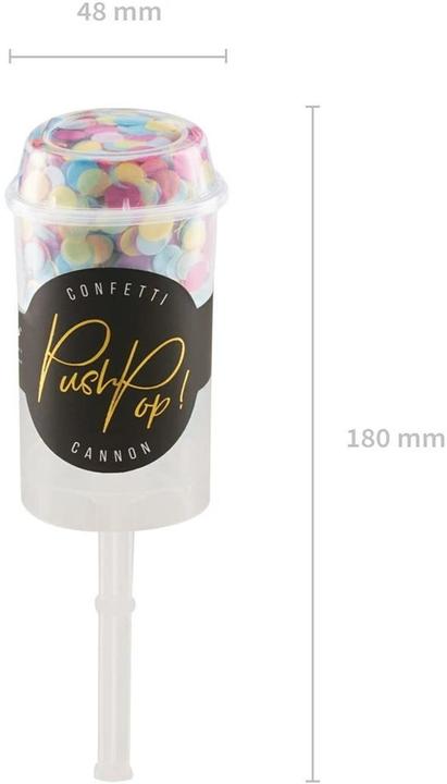 Actual product image Partydeco Confetti Cannon Push Pop Ø 8 mm, 1 piece, Multicolor (1 Piece)