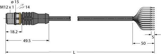 Actual product image Turck Actuator and sensor cable PVC connection cable RSC12.120T-5/TEL (5 m)