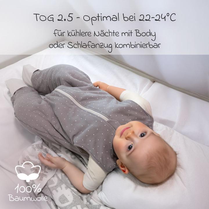 Produktbild La Loona LaLoona Schlafsäcke Schlafsack mit Beinen wattiert - Dots - Taupe (90 cm, Ganzjahr)
