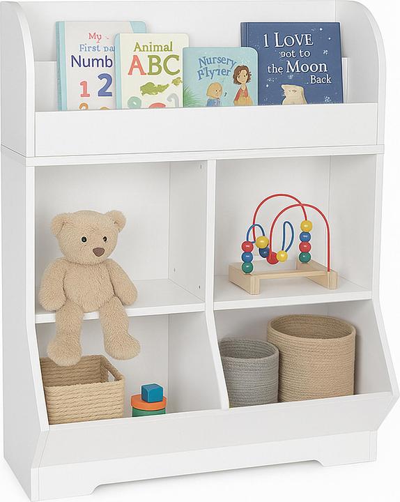 Relaxdays - Kinderregal mit Buchablagen, Weiss, 89,5 x 67 x 30 cm