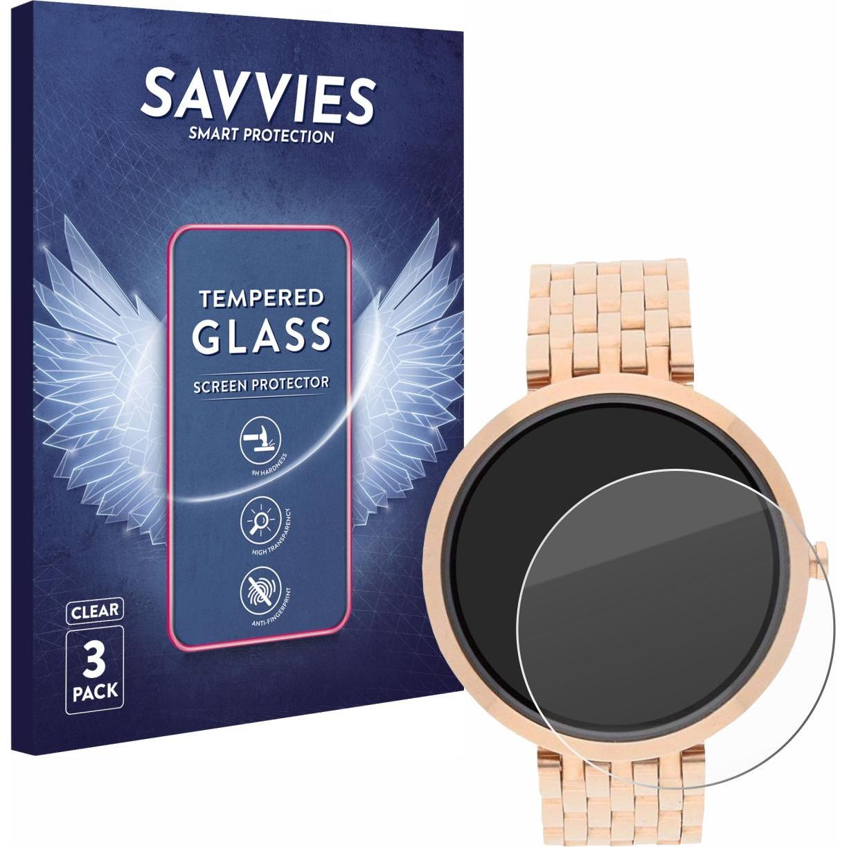 Savvies Panzerglas Hartglas Displayschutz, Smartwatch Schutzfolie, Transparent