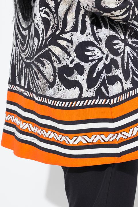 Actual product image Ulla Popken Border Print Goblet Collar Blouse (46, 48)