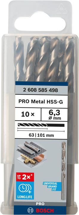 Produktbild Bosch Professional Zubehör PRO Metal HSS-G Spiralbohrer, 6,3 x 63 x 101 mm (6.3 mm)