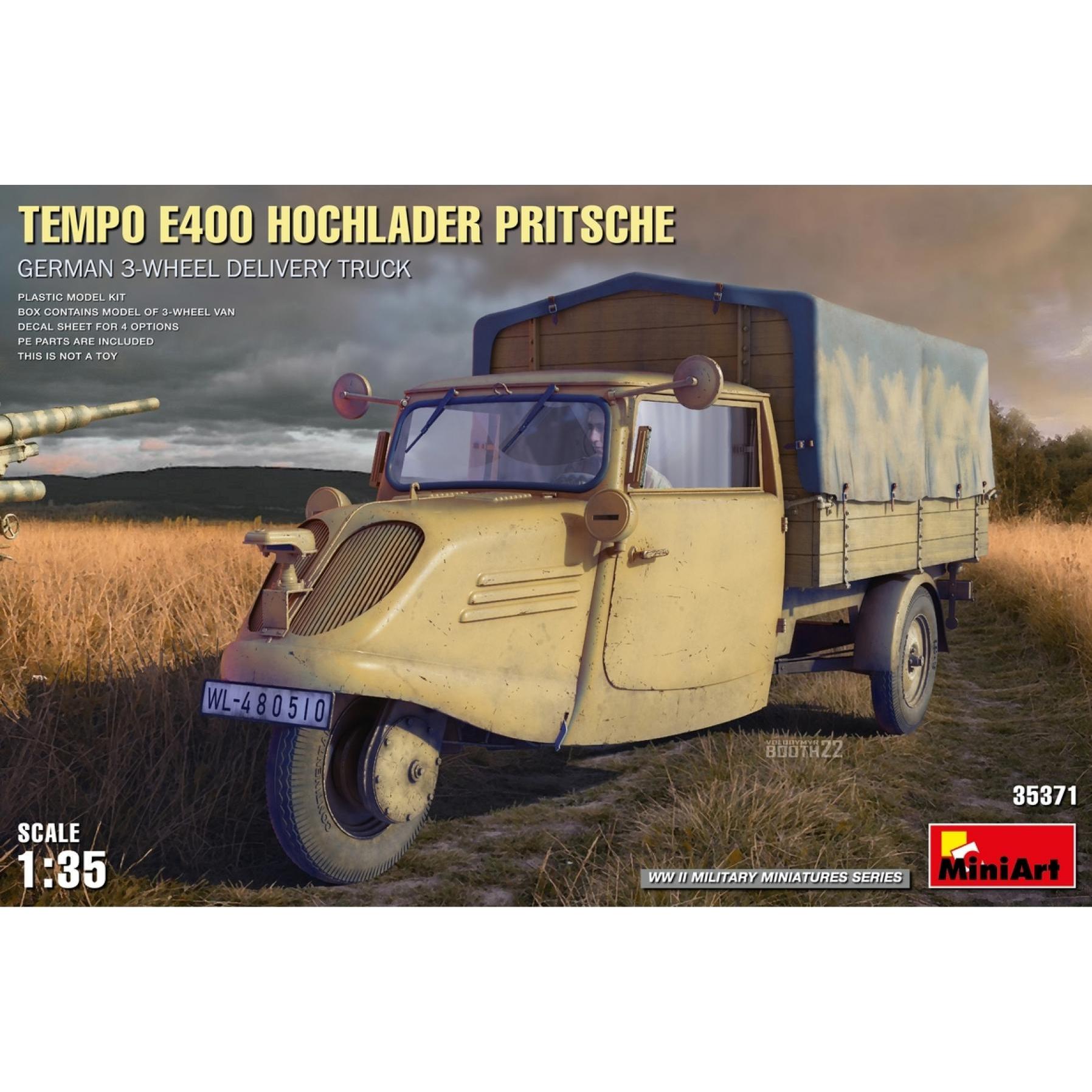 Thumbnail - Mini art Tempo E400 Hochlader Pritsche. German 3-Wheel Delivery Truck