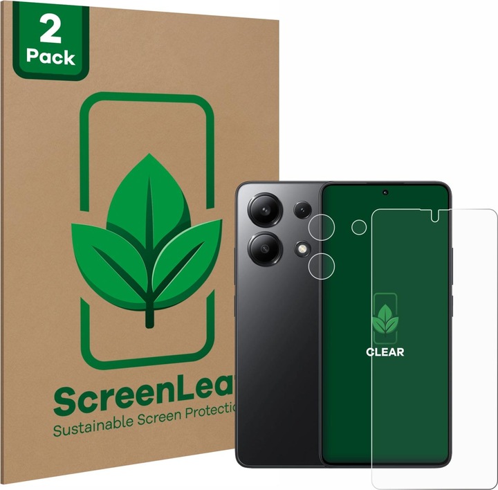 Actual product image ScreenLeaf Protective film sustainable screen protector screen protector film clear transparent (2 Piece, Xiaomi Redmi Note 13)