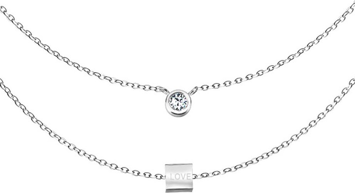 Produktbild Star Piercing Kette silber Anhänger Kristall und Würfel (ohne Messing, Chirurgenstahl 316L)