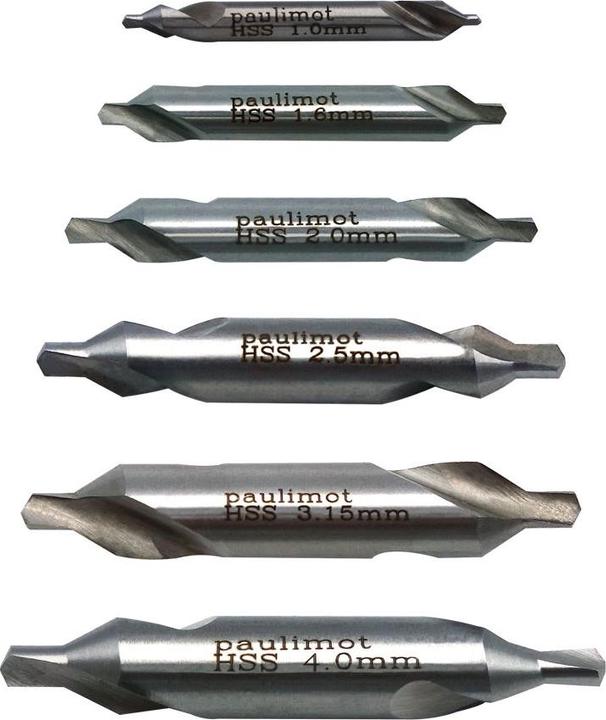 Actual product image Paulimot Zentrierbohrer-Set 6-teilig HSS (1.6 cm, 4.0 mm, 3.15 mm, 2.0 mm, 2,5, 1.00 mm)