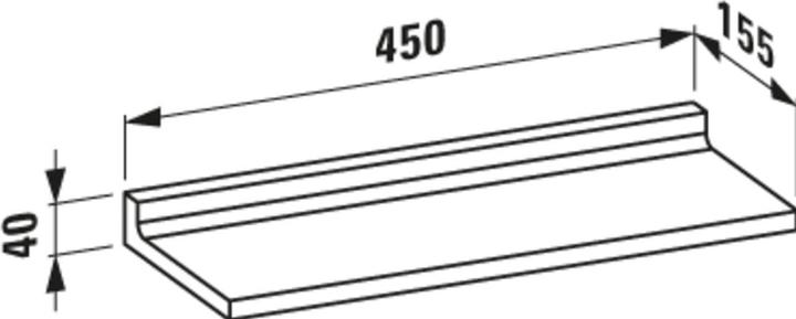 Actual product image Laufen Kartell Shelfish Shelf, W/D/H 450/155/40 mm, wall mounted, H3853300