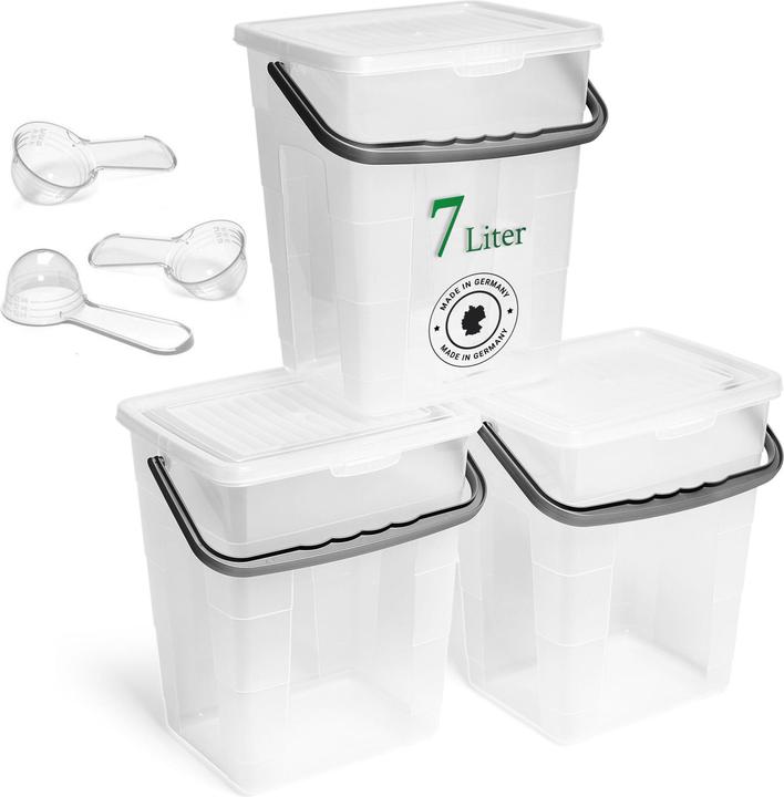 Produktbild Novaliv 3x Waschmittelbox mit Deckel 7 Liter Transparent und Dosierlöffel 23,5 x 18 x 26,5 cm Waschp (18 cm, 7 l, 3x)