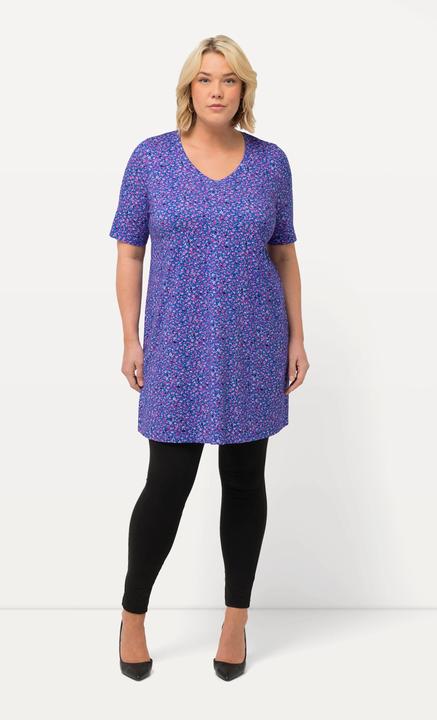 Image du produit Ulla Popken T-shirt long à imprimé. Ligne A, col V et manches courtes (50, 52)