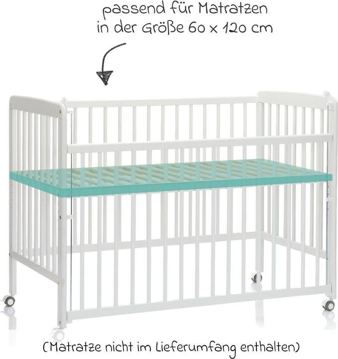 Produktbild Fillikid Beistellgitterbett Nena aus massivem Buchenholz (60 x 120 cm)