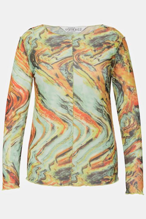 Actual product image Studio Untold Wave Print Long Sleeve Mesh Tee (46, 48)