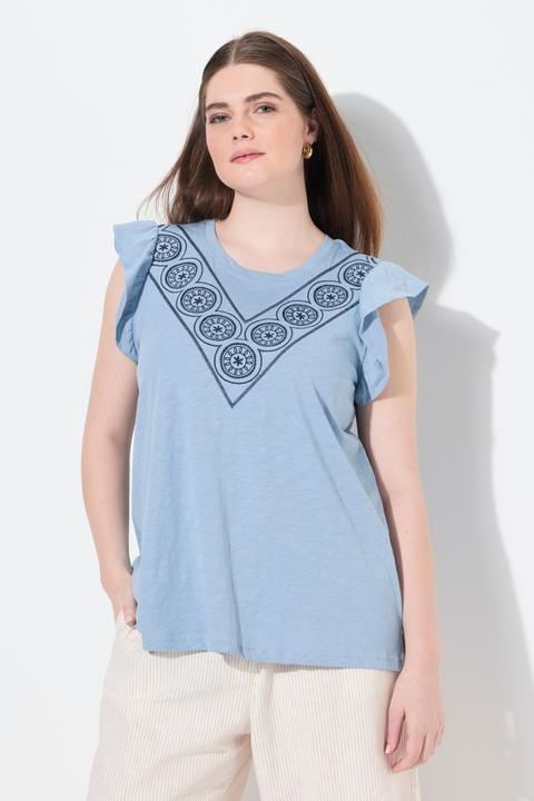 Image du produit Ulla Popken T-shirt, broderie, col rond, manches courtes, coton biologique (42, 44)
