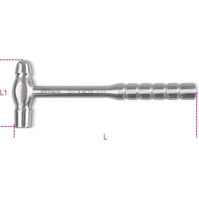 BETA, Martello, 013770623 1377Inox 230-Kolbenhammer, runde Köpfe 230 g (230 g)