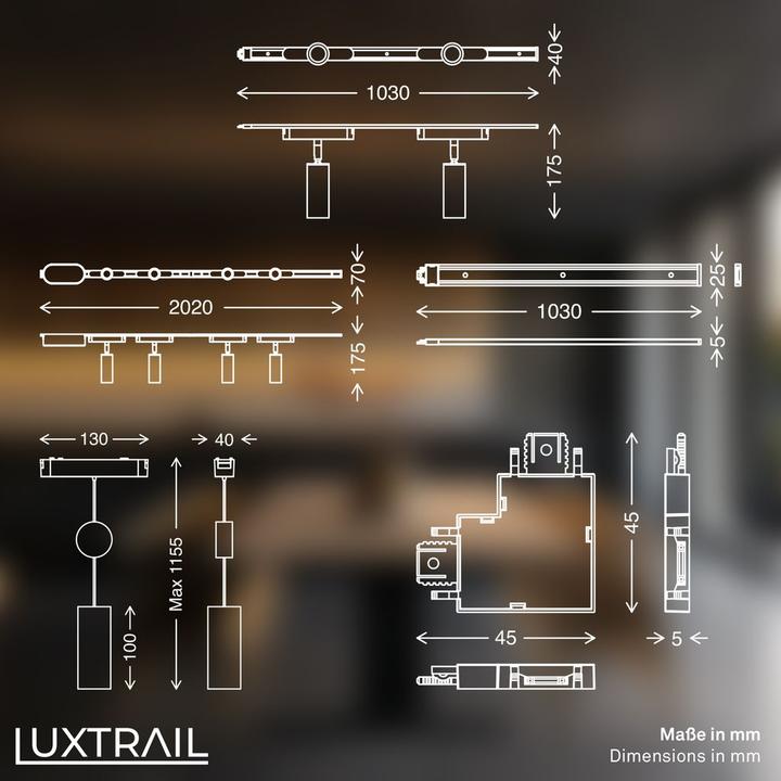 Actual product image Briloner Luxtrail 48V Schienensystem, Set, 4m, Weiss, 8xLED/5W