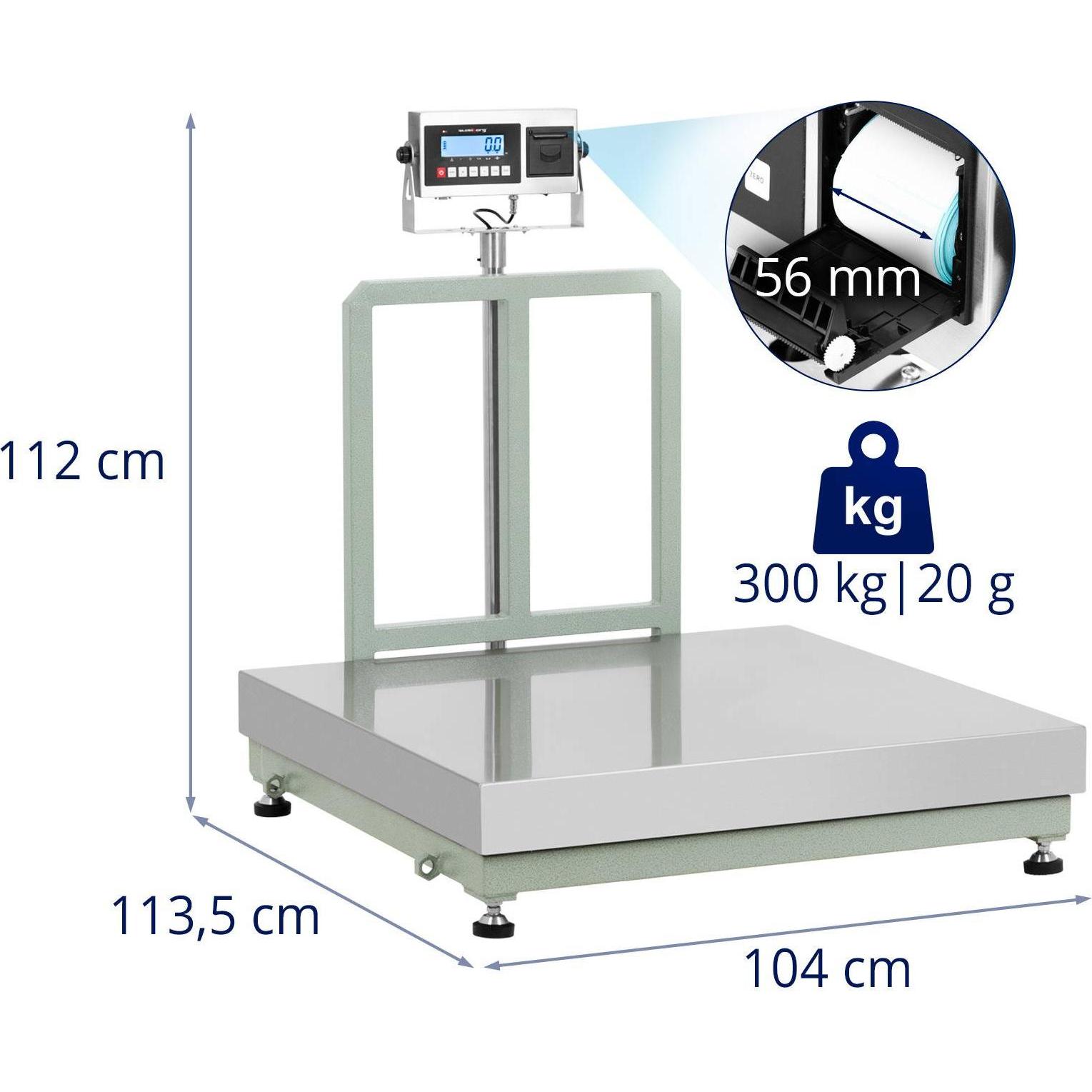 Steinberg, Feinwaage, Plattformwaage 300 kg / 20 g 100 x 100 cm LCD Drucker Bodenwaage Paketwaage