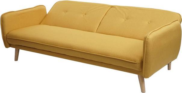 Produktbild Swisshandel24 Schlafsofa, Couch Klappsofa Gästebett Bettsofa, Schlaffunktion Stoff/Textil gelb (Bettsofa)
