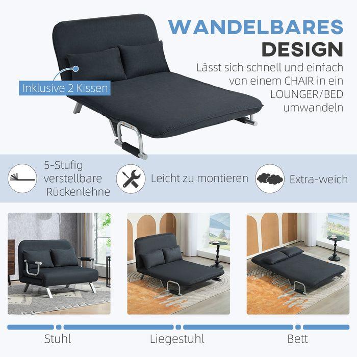 Immagine prodotto Swisshandel24 2-Sitzer Sofa mit Schlaffunktion, Schlafsofa mit Verstellbarer Rückenlehne (2 posti)