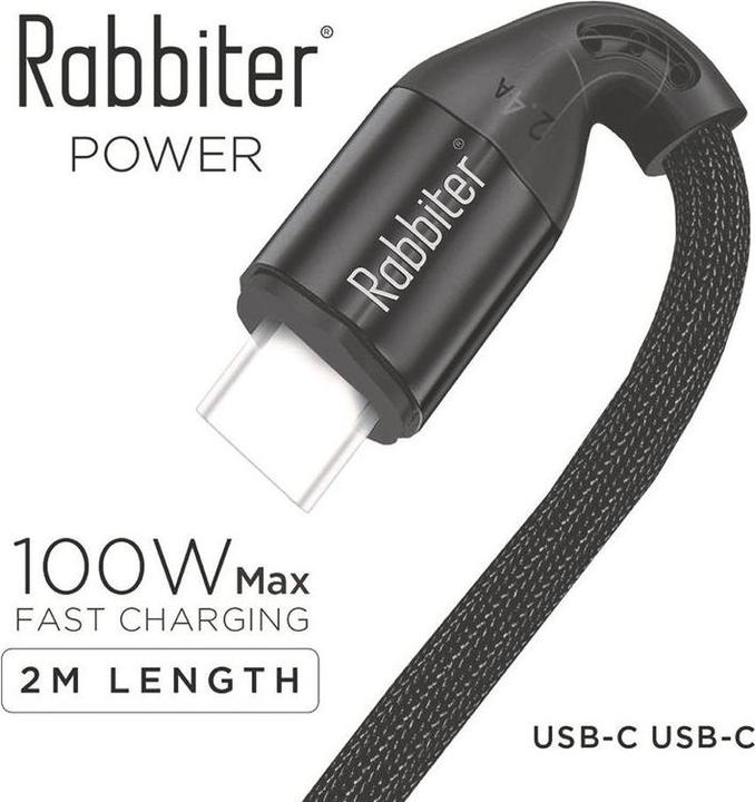 Rabbiter Power USB-C Kabel (2 m, USB 3.2 Gen 1, 100 W)