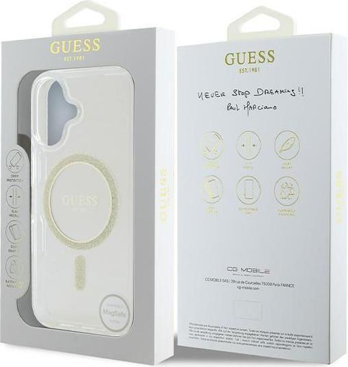 Image du produit Guess GUHMP16SHFGERET iPhone 16 6.1" przeźroczysty/transparent hardcase IML Glitter Circle MagSafe (Apple iPhone 16)