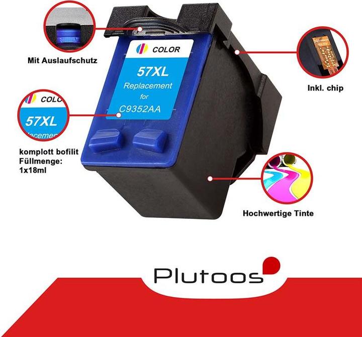 Image du produit Plutoos HP 56 XL HP 57 XL Cartouches XXL compatibles, jeu de 2 BK+CL (CF, CL)