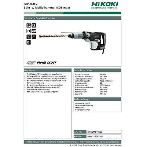 Thumbnail - Hikoki, Bohrmaschine + Akkuschrauber, Perforatorius DH52MEY (Netzbetrieb)