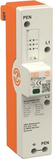 Produktbild OBO Bettermann OBO MCF25-NAR-TNC LightningController Rail dreipolig 5096950 (5096950)