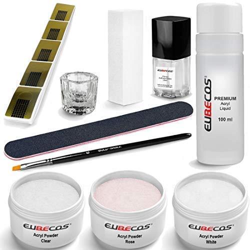 Produktbild EuBeCos Acryl Nagel Starterset (Nagelstyling Set, Klar, Weiss, Rosa)