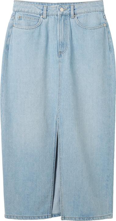 Actual product image Tom Tailor Used Light Stone Blue Denim Midi Skirt for Women (XS)