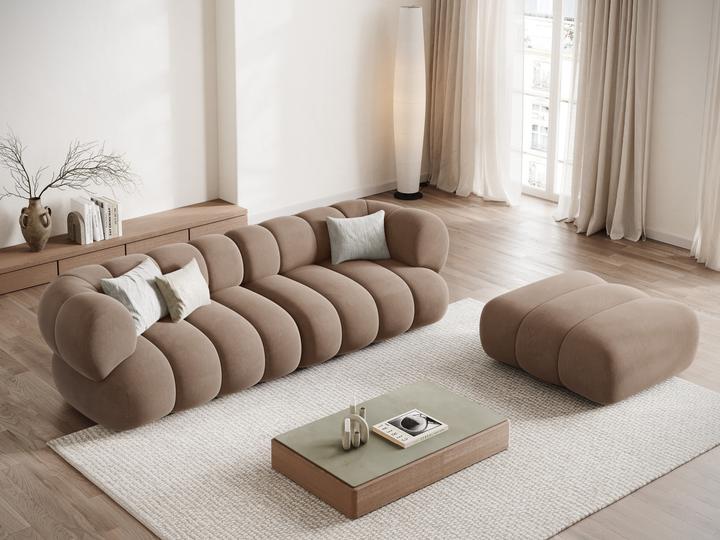 Actual product image Cosmopolitan Design Velvet Pouf, "Koge", 1 Seat, Dark Beige, 95x95x40 Made in Europe