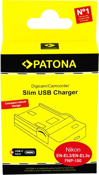 Immagine prodotto Patona Caricatore USB sottile con ingresso USB-C per Konica Minolta Nikon EN-EL3 Dynax 5D 7D Nikon EN-EL3 M (Caricabatterie per fotocamere)
