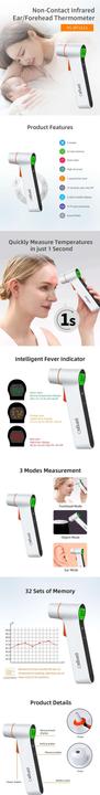 Actual product image Pangao Infrarot Ohr-/Stirnthermometer 3in1 (Non-contact)