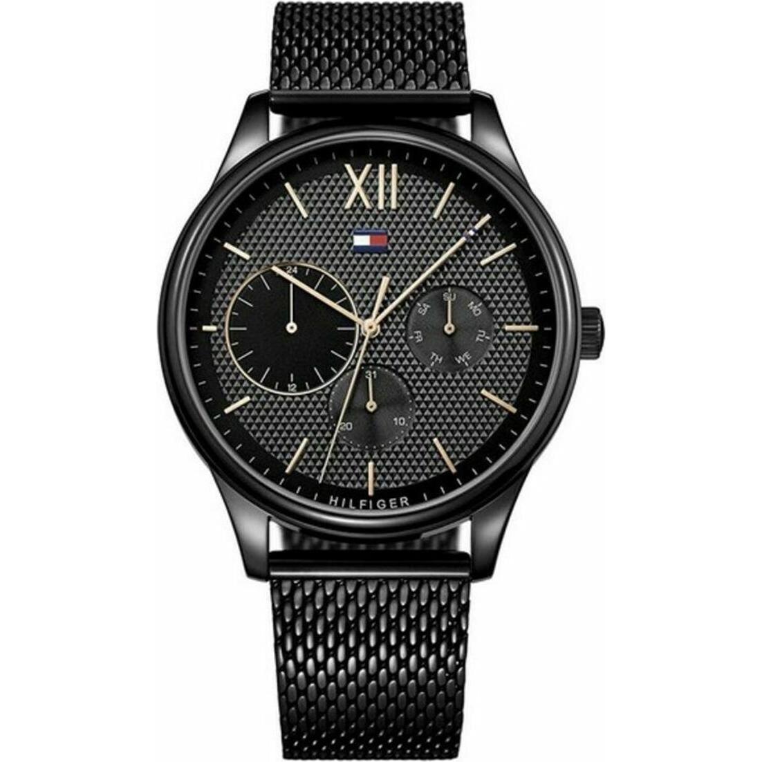 Tommy Hilfiger, Armbanduhr, Damon, Schwarz, (Chronograph, Analoguhr, 44 mm)