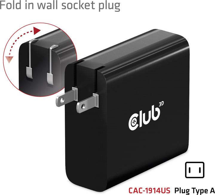 Image du produit Club 3D Club3D chargeur 1xUSB type C, PD 140W retail (140 W)