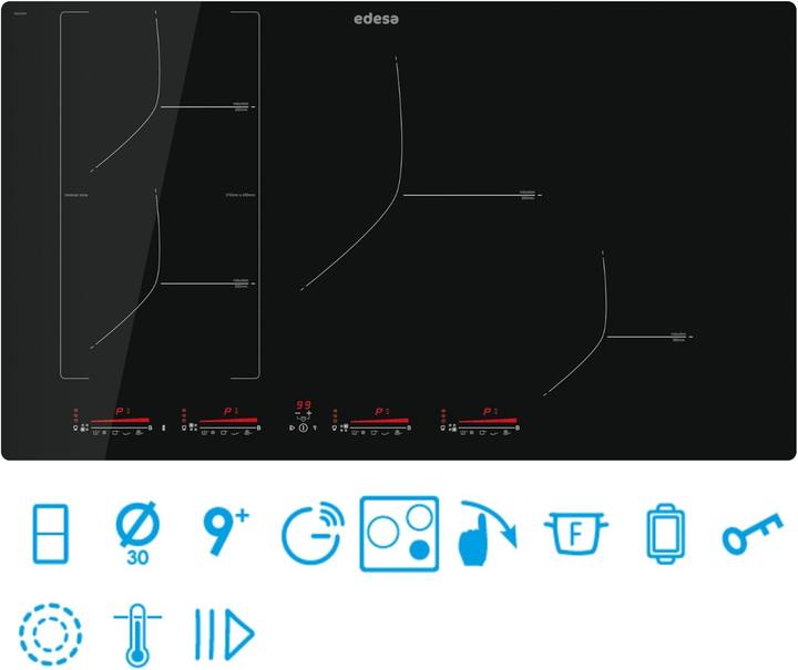 Produktbild Induction Cooktop with Multi-Slider Touch Panel, 9 Power Levels, Booster Timer, and Safety Lock (85 cm, Induktionskochfeld)