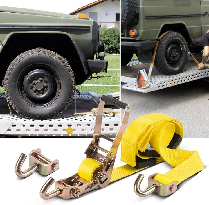 Produktbild Stahlwerk Radsicherung TRS-50 ST 2er Set 3 m x 50 mm 2.250 kg Reifen-Ratschengurt