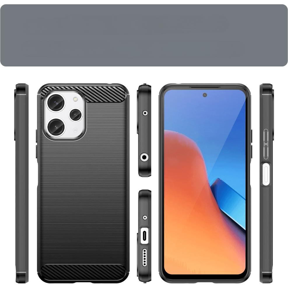 Thumbnail - Cover-Discount Xiaomi Redmi 12 - Metall Carbon Look Hülle schwarz (Xiaomi Redmi 12), Smartphone Hülle, Schwarz
