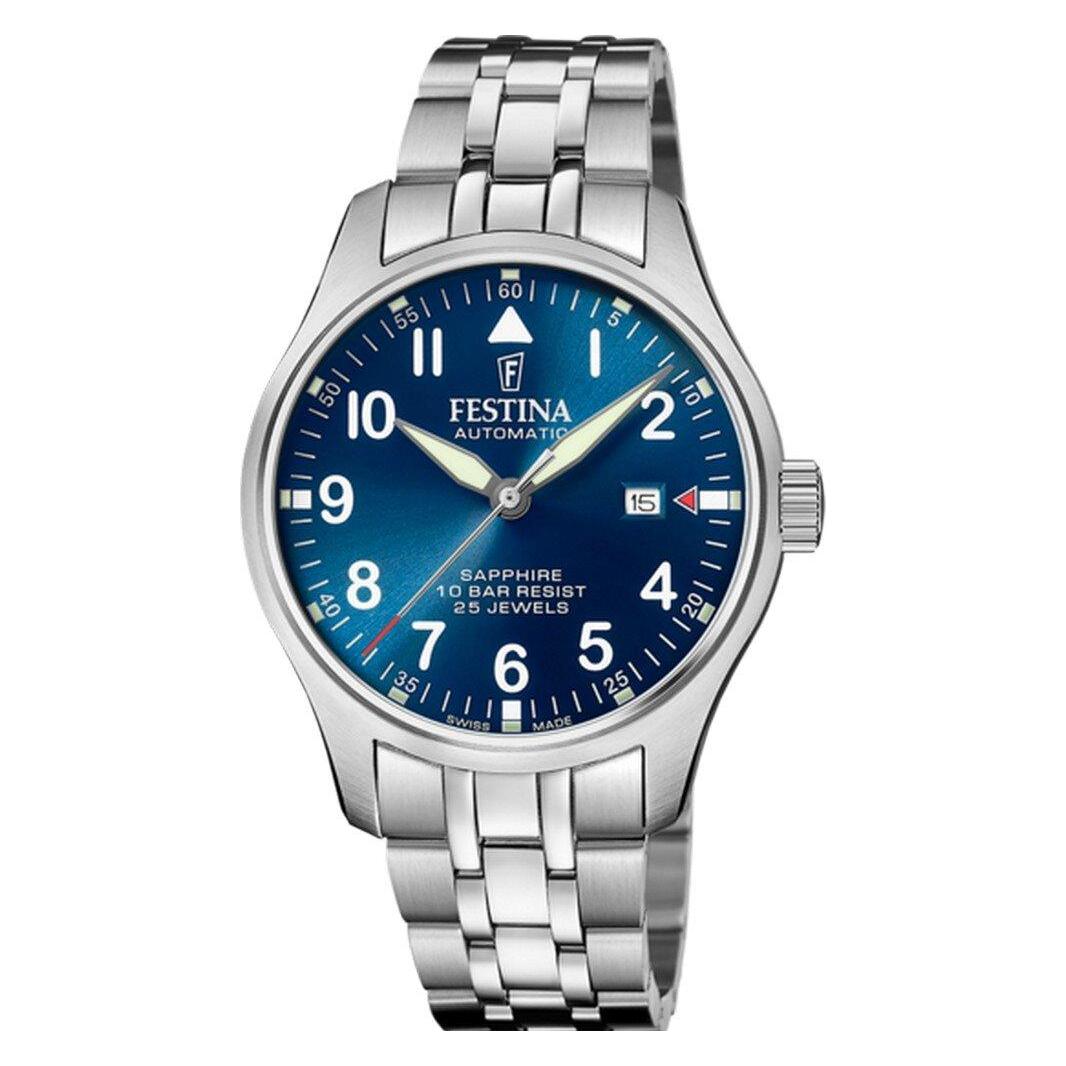 Festina, Armbanduhr, F20151/C Swiss Made Automatik, Blau, (Analoguhr, Swiss Made, 43.50 mm)